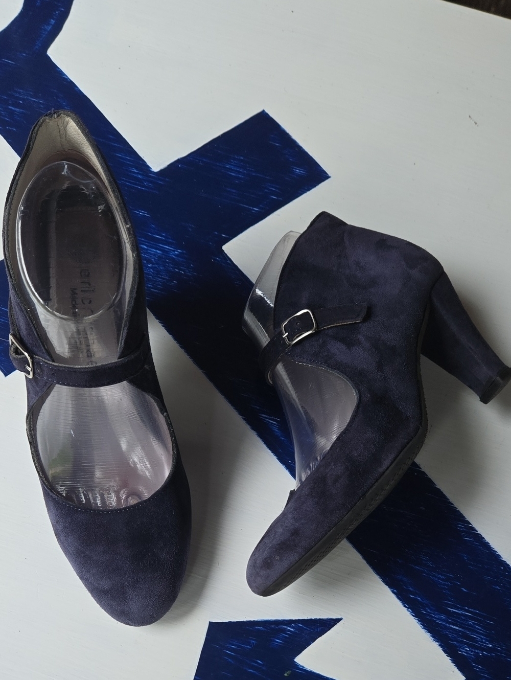 Eric Michael "Cali" Midnight Blue Suede Pump With Wrapped Heel Size EU 38 US 7.5